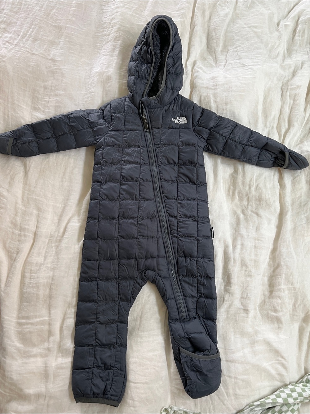 The North Face Kids grey Hooded snow onesie